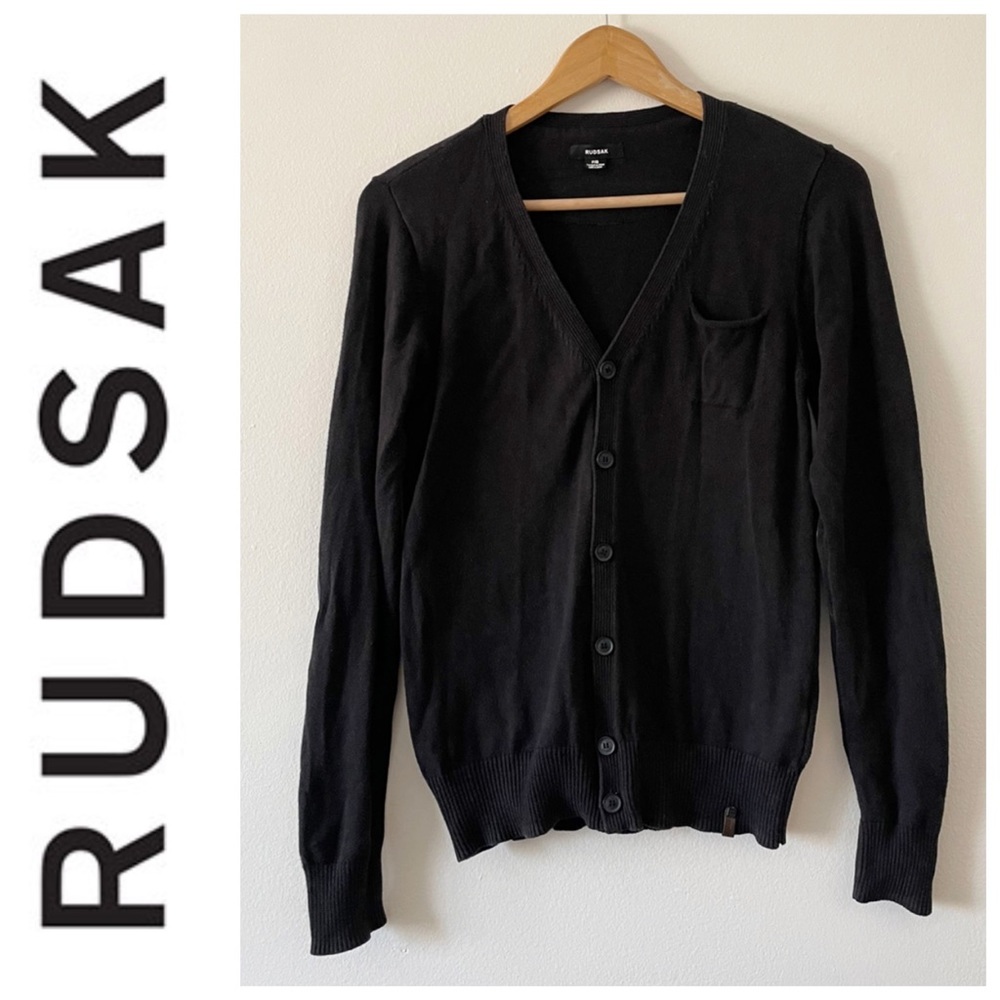 Rudsak men’s black long sleeve cardigan size small